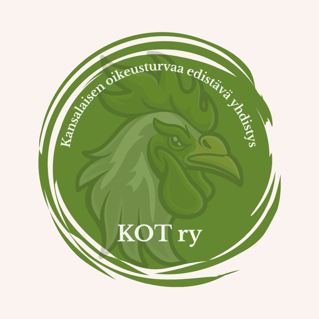 Kansalaisen oikeusturvaa editävä yhdistys KOT ry:n vihreä logo