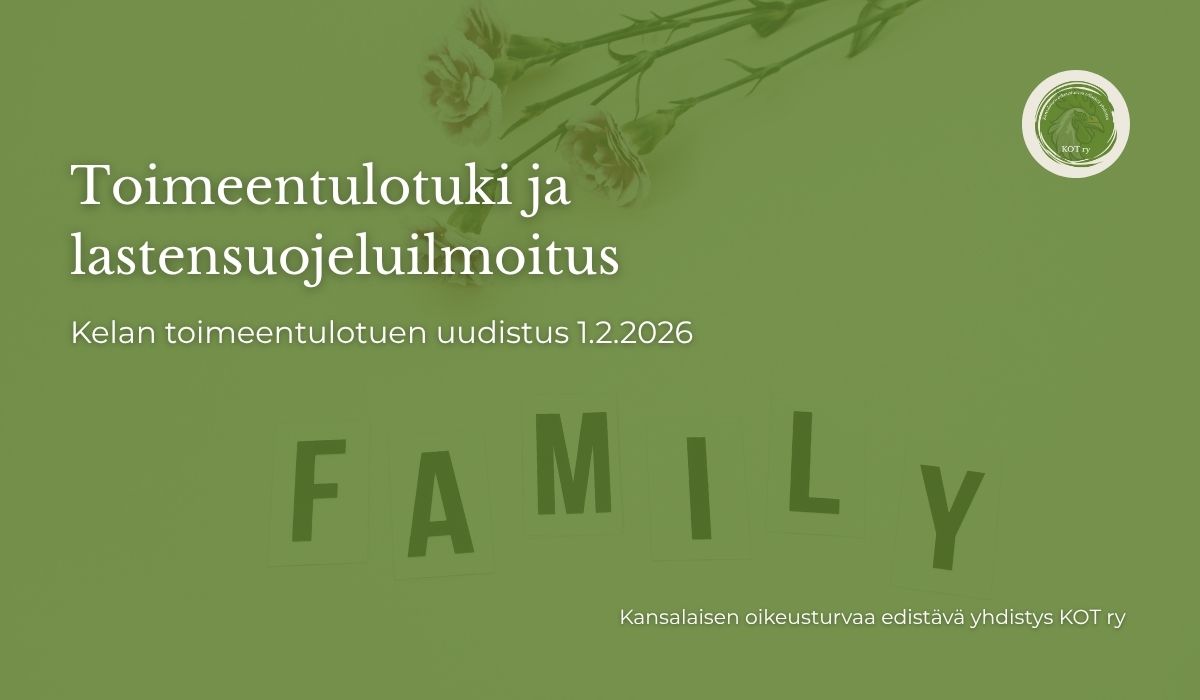 Kelan toimeentulotuki ja lastensuojeluilmoitus. Voiko pelkkä köyhyys johtaa lastensuojeluilmoituksen tekemiseen?